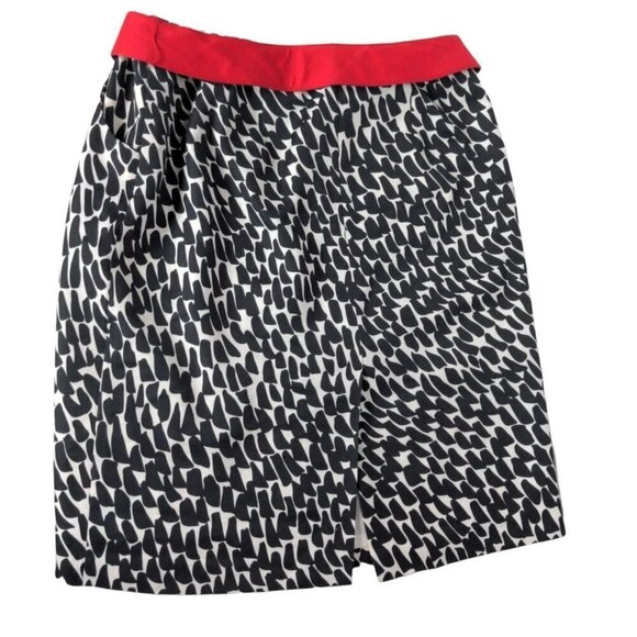 Ann Taylor A Line Pleated Skirt Black White Geometric Size 8 - Picture 4 of 6